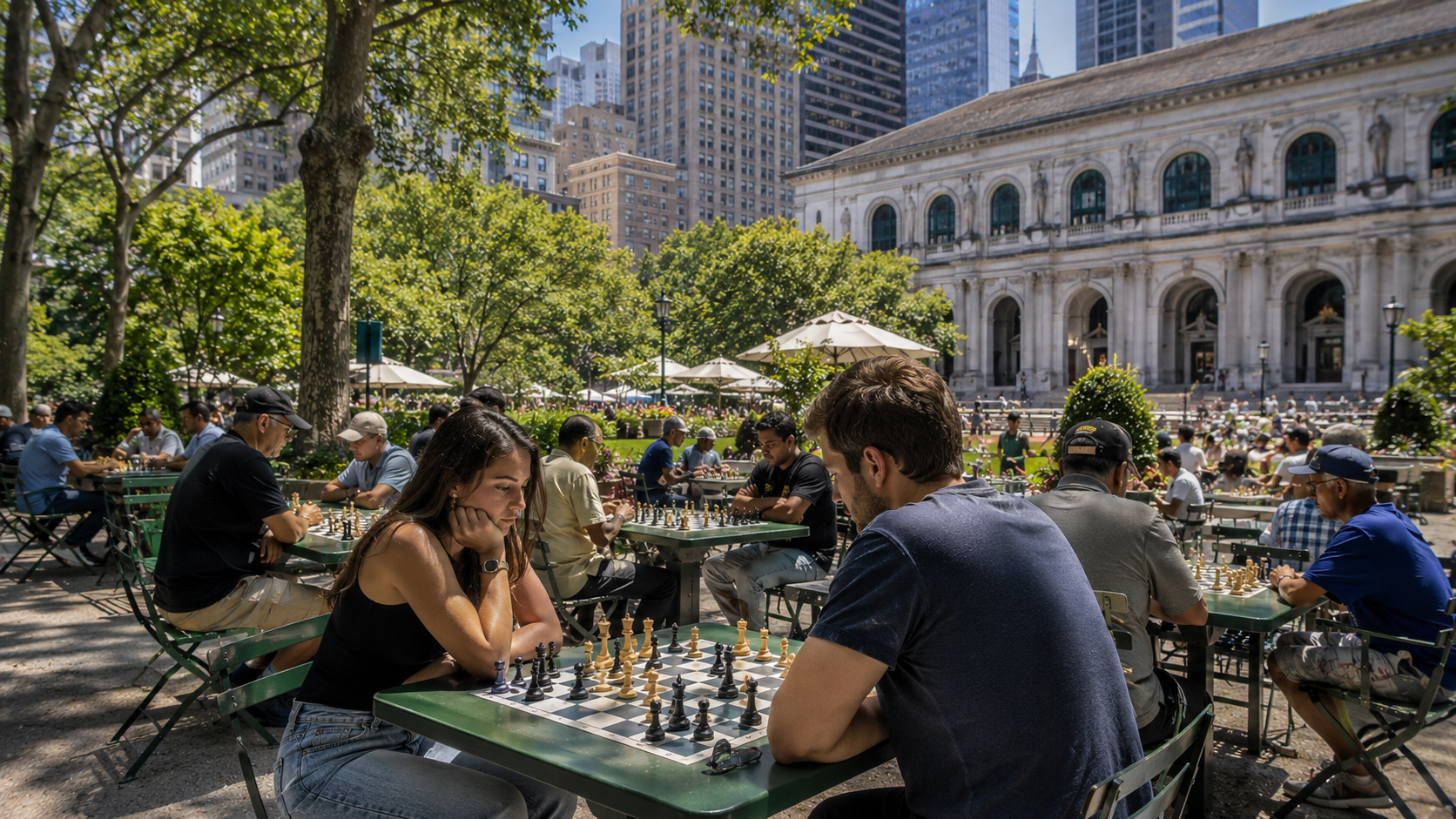 Chess area at Bryant Park, Midtown Manhattan