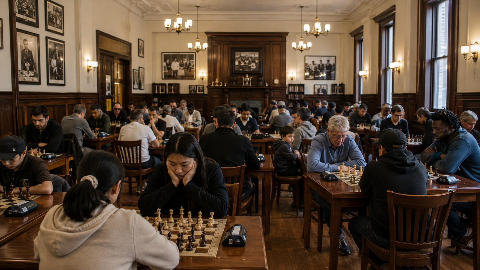 Chess players at a club in New York City