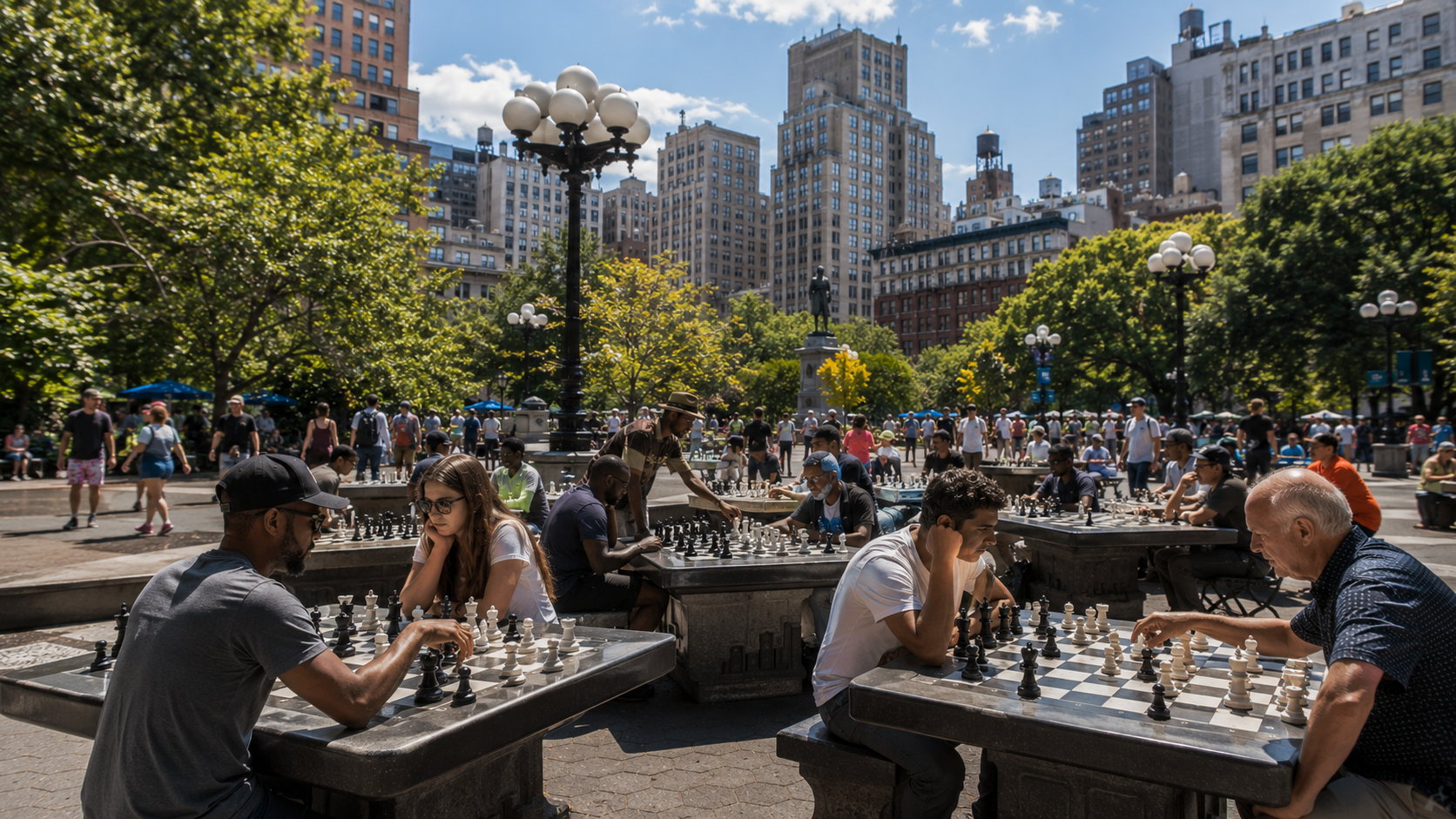 Giant chessboard at Union Square Park, Manhattan
